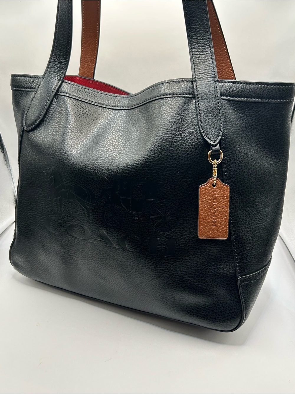 Coach Horse and Carriage Black Pebbled Leather Tote